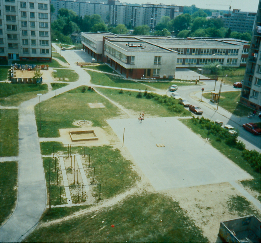 Aerial view of the housing project