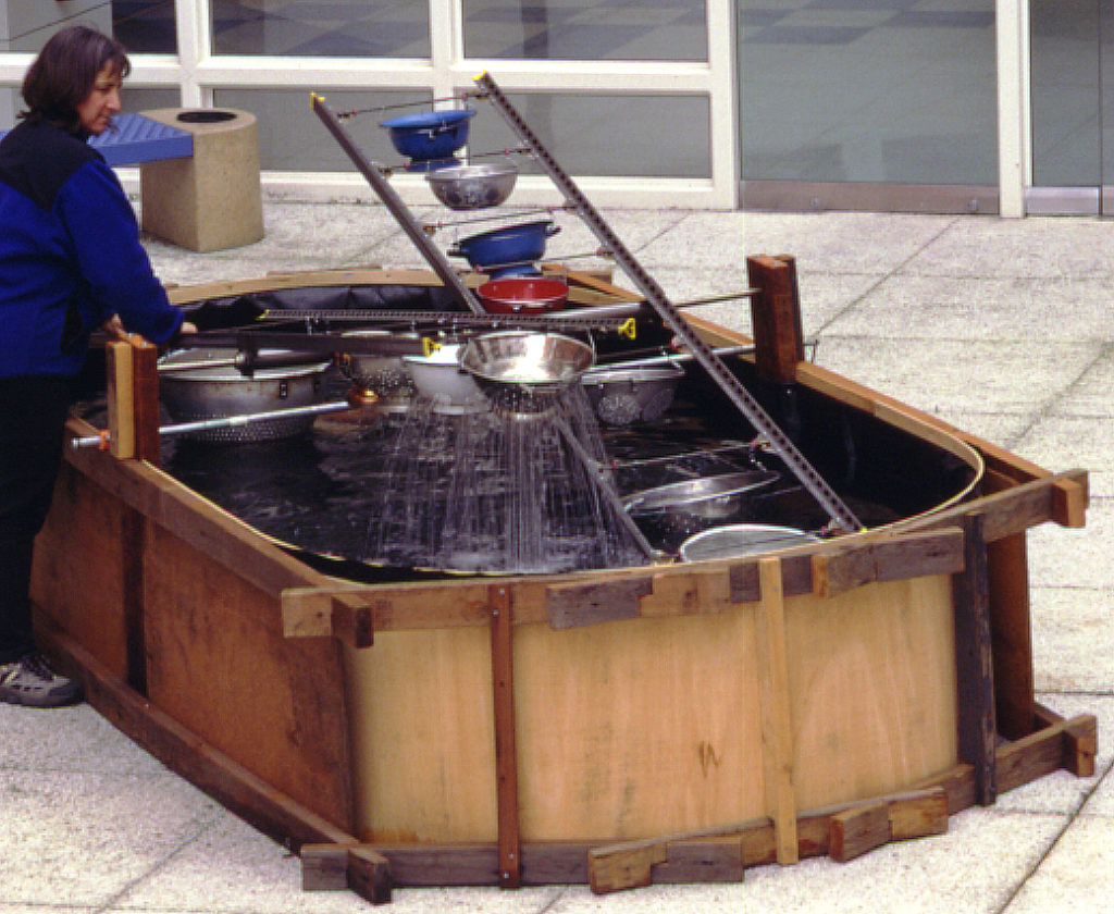 Judith demonstrates the colander see-saw